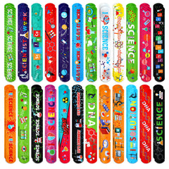 Marsui 48 piece science slap bracelets set with 24 designs