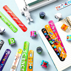 Beakers and microscopes pattern on Marsui science bracelets