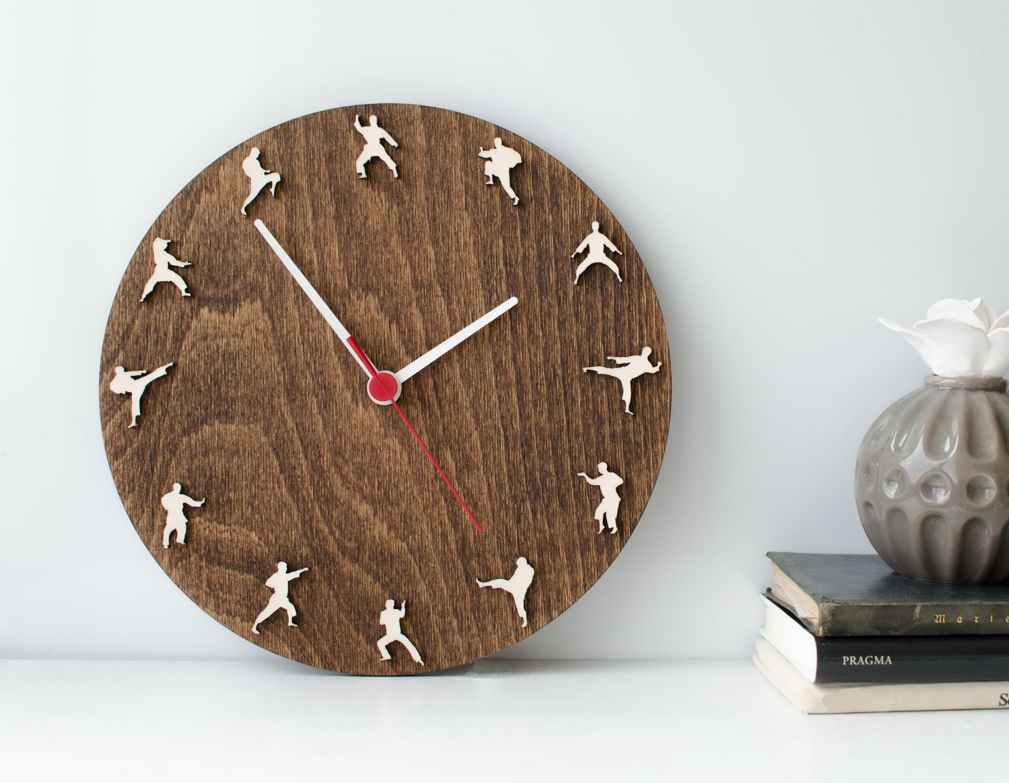 Eco friendly natural wood clock karate taekwondo