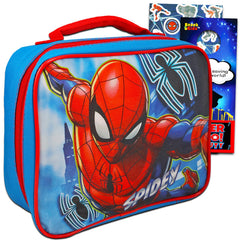 Marvel Spiderman lunch box for boys with lunch bag and stickers