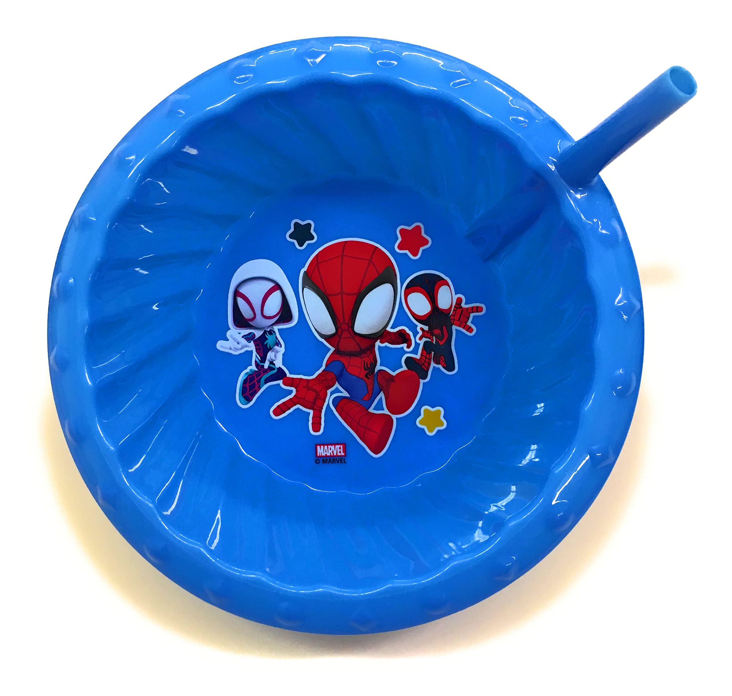 Marvel Spidey and His Friends Plastic Sipper Cereal Bowl with Straw 14.5 oz