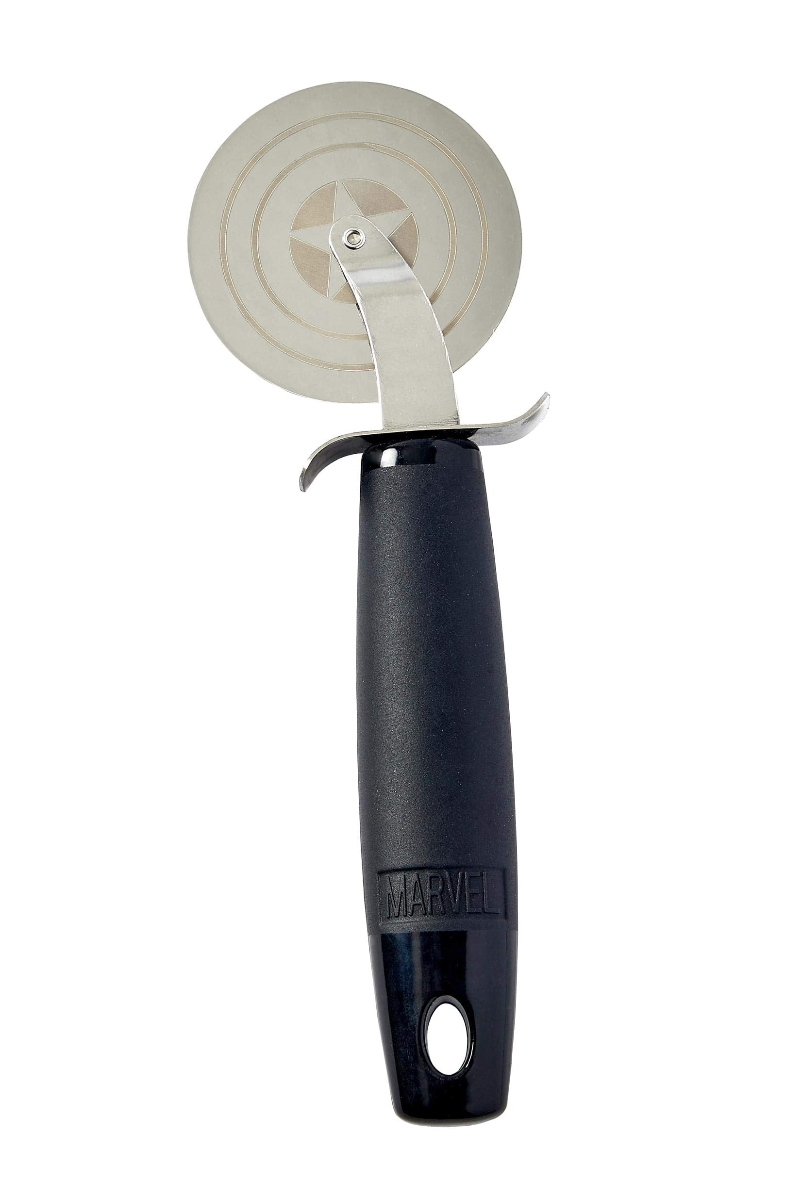 Marvel's Captain America Shield Pizza Cutter with steel blade and plastic handle