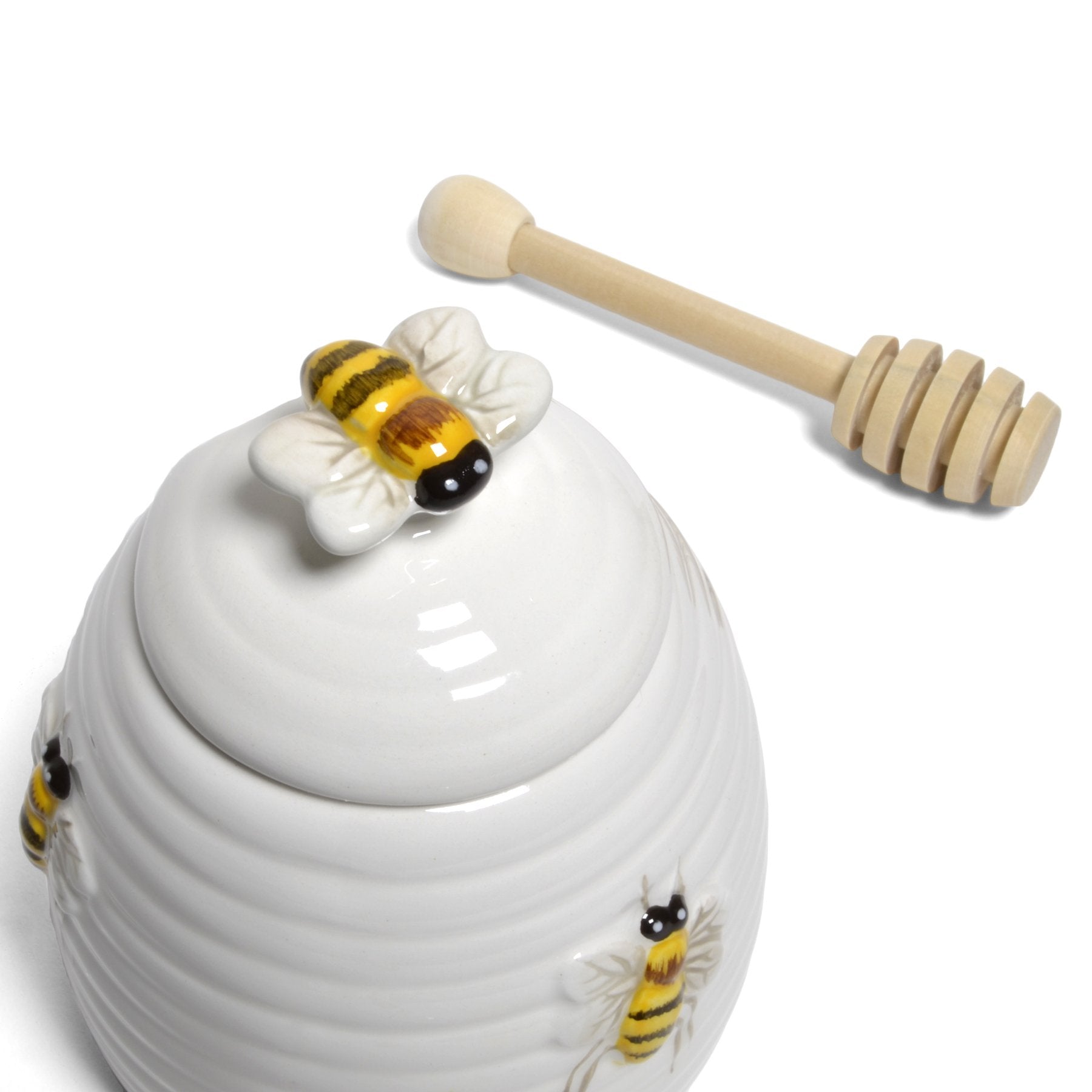 Beehive shaped Mary Lake-Thompson honey pot 8 oz with wooden dipper