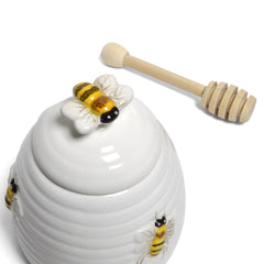 Beehive shaped Mary Lake-Thompson honey pot 8 oz with wooden dipper