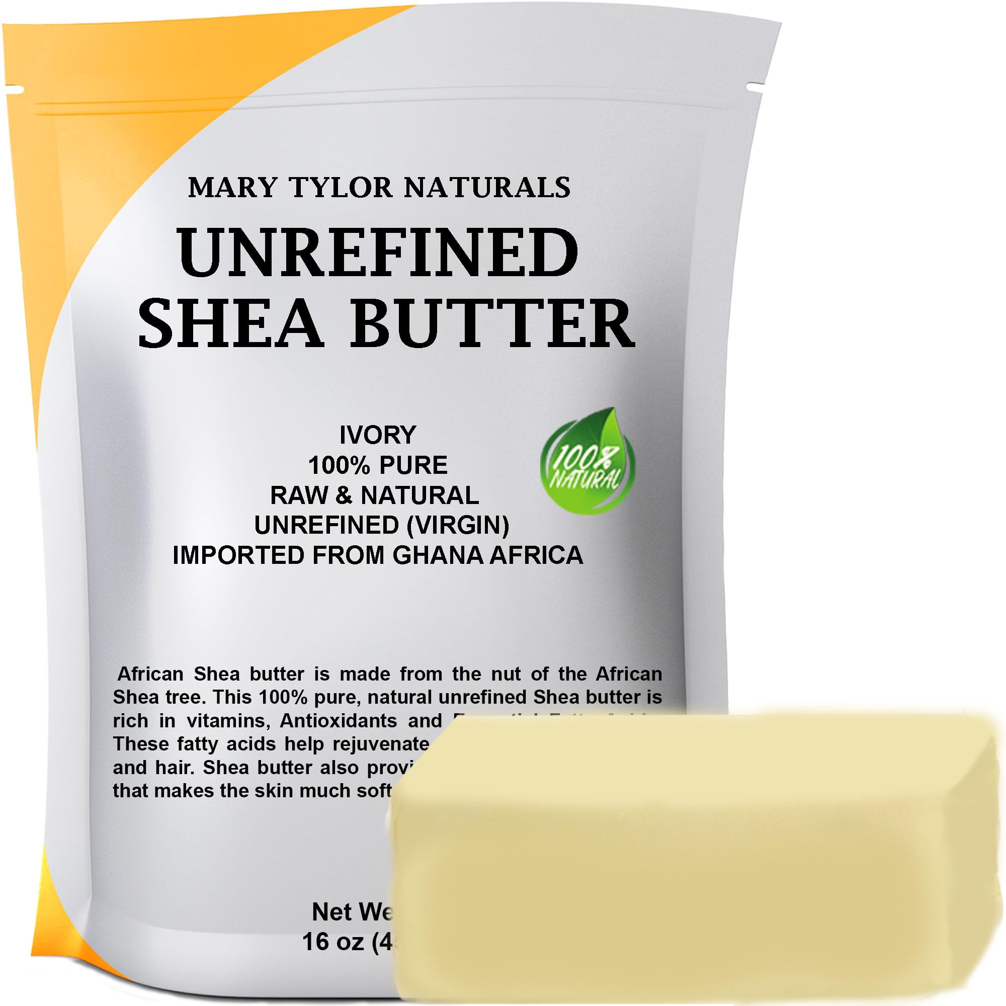 Raw unrefined ivory shea butter from Ghana Africa 2 lb