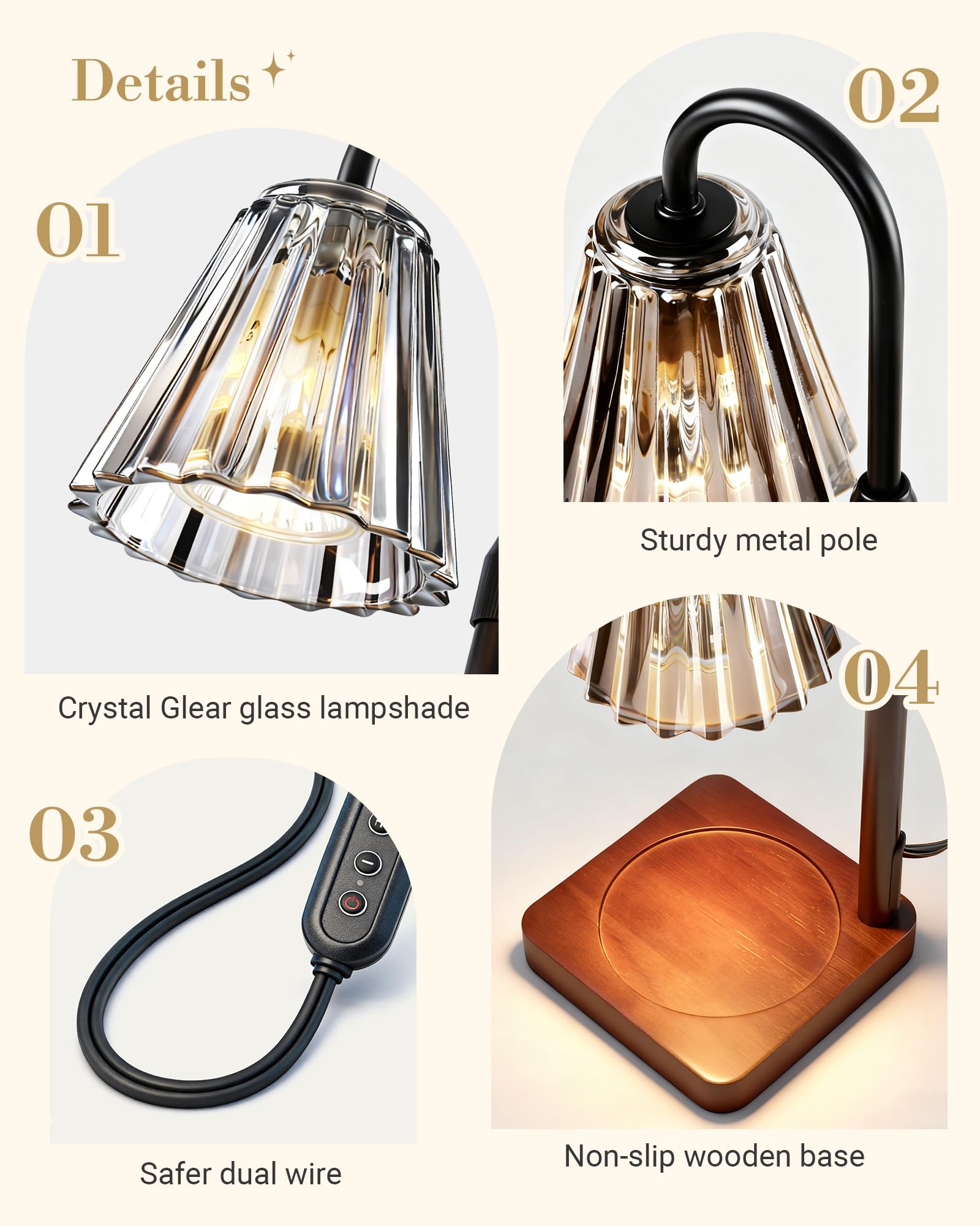 Marycele vintage decor candle warmer lamp in bedroom or living room