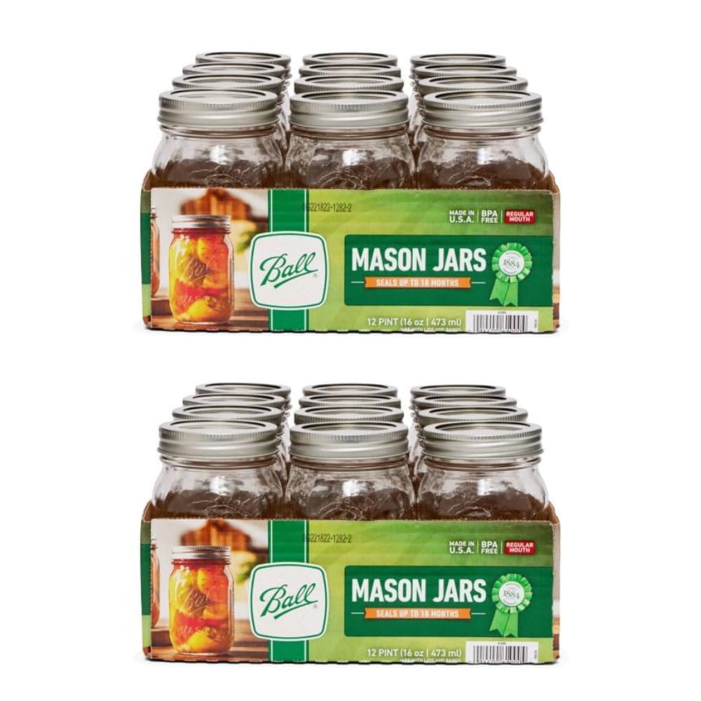 Mason Ball Jars Regular Mouth 16oz 24-pack with lids image 1