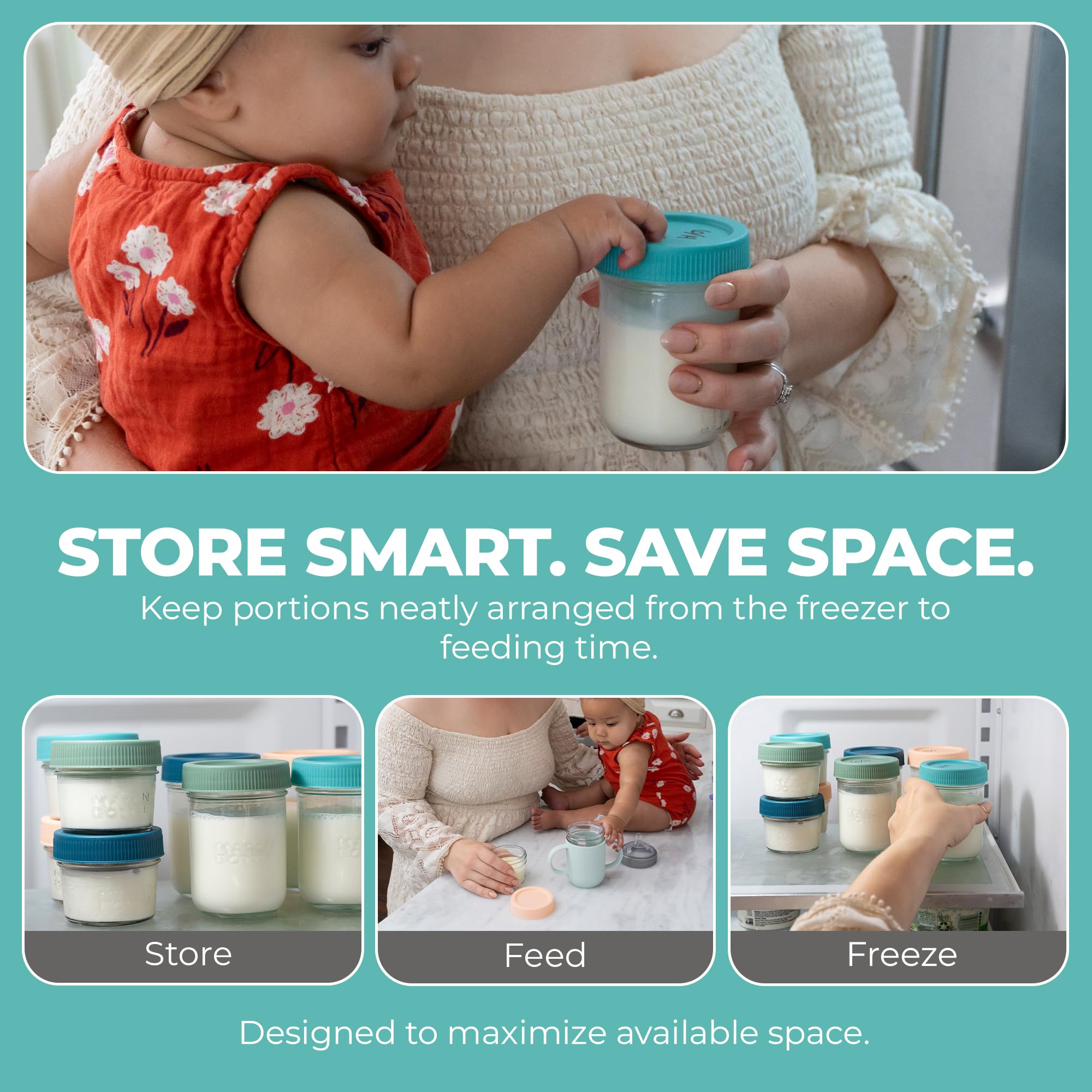 Mason Bottle glass baby food storage jar for feeding and milk