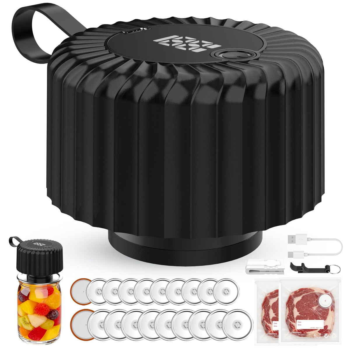 Mason Jar Vacuum Sealer Kit wide mouth lid compatibility