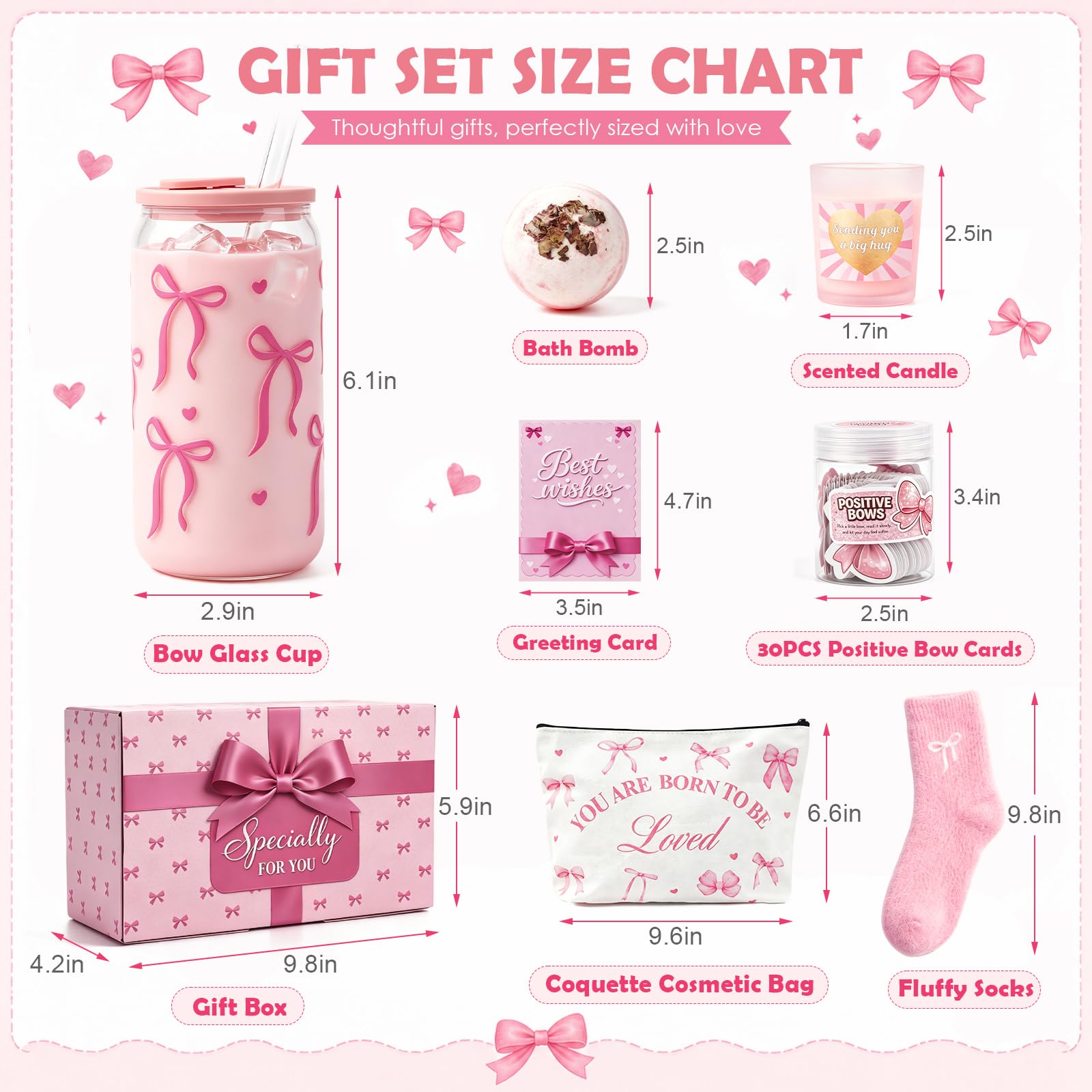 Mason Life Gift Baskets for Women 8Pcs pink birthday gifts for teen girls