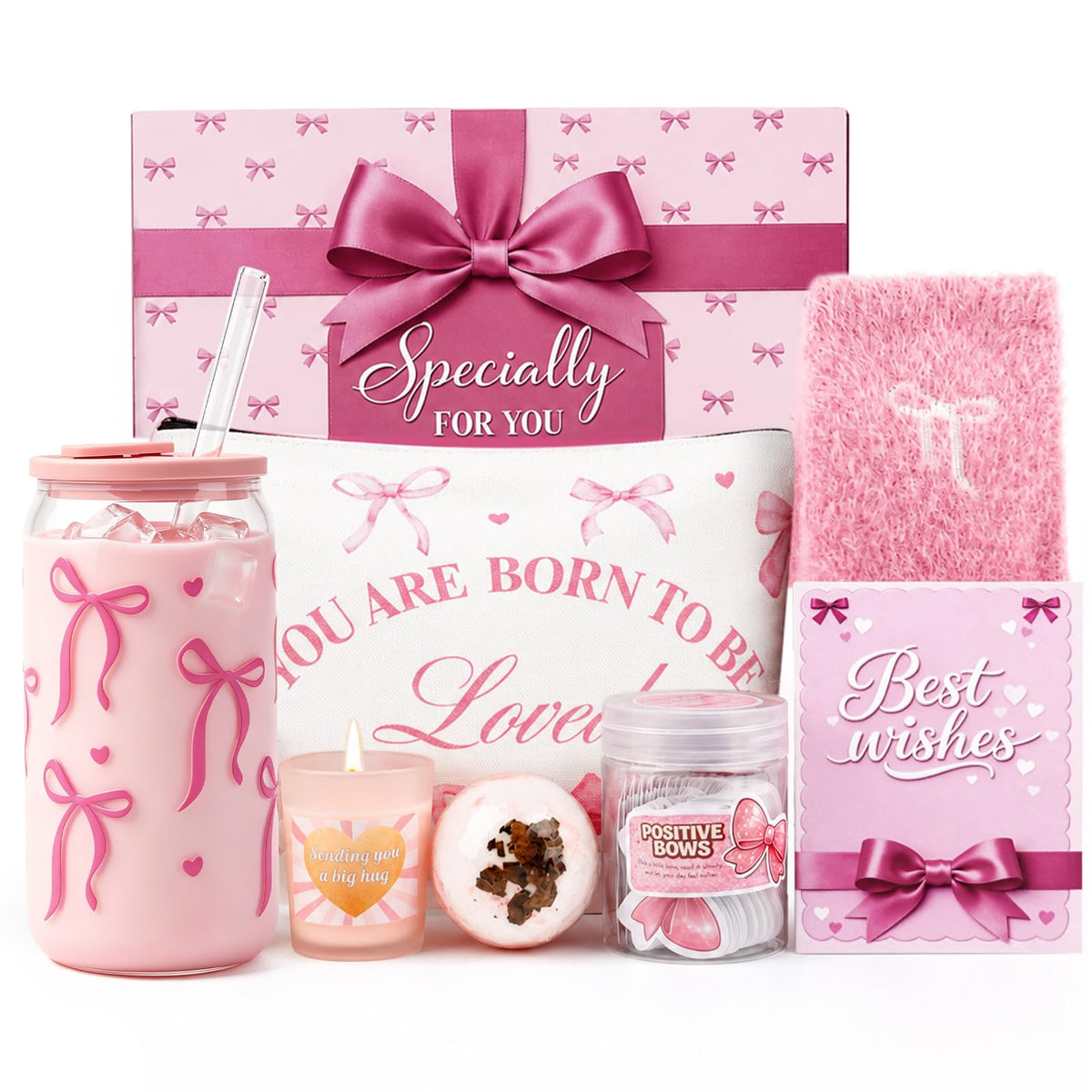 Mason Life Gift Baskets for Women pink bow gift box packaging