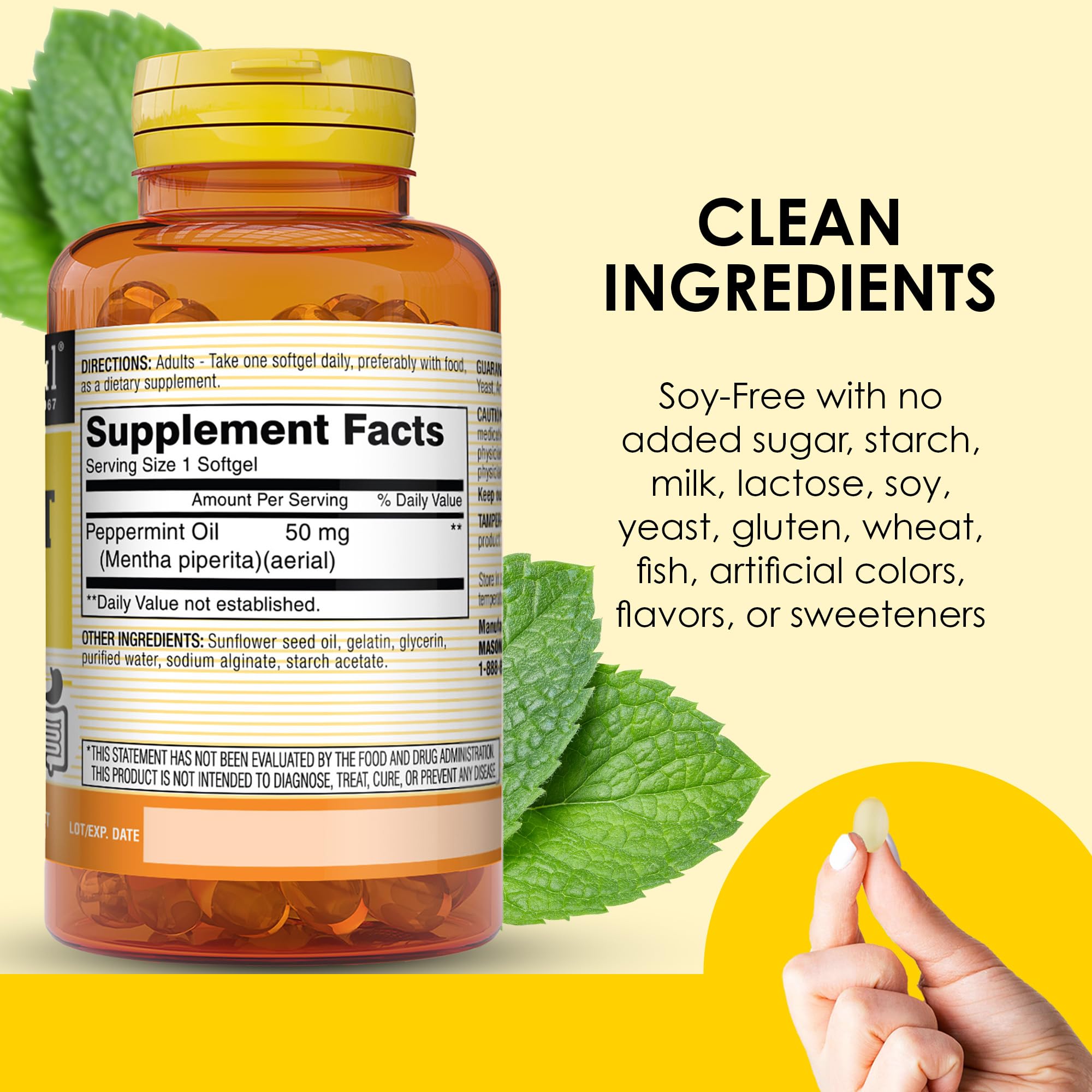 Mason Natural peppermint oil digestive supplement packaging