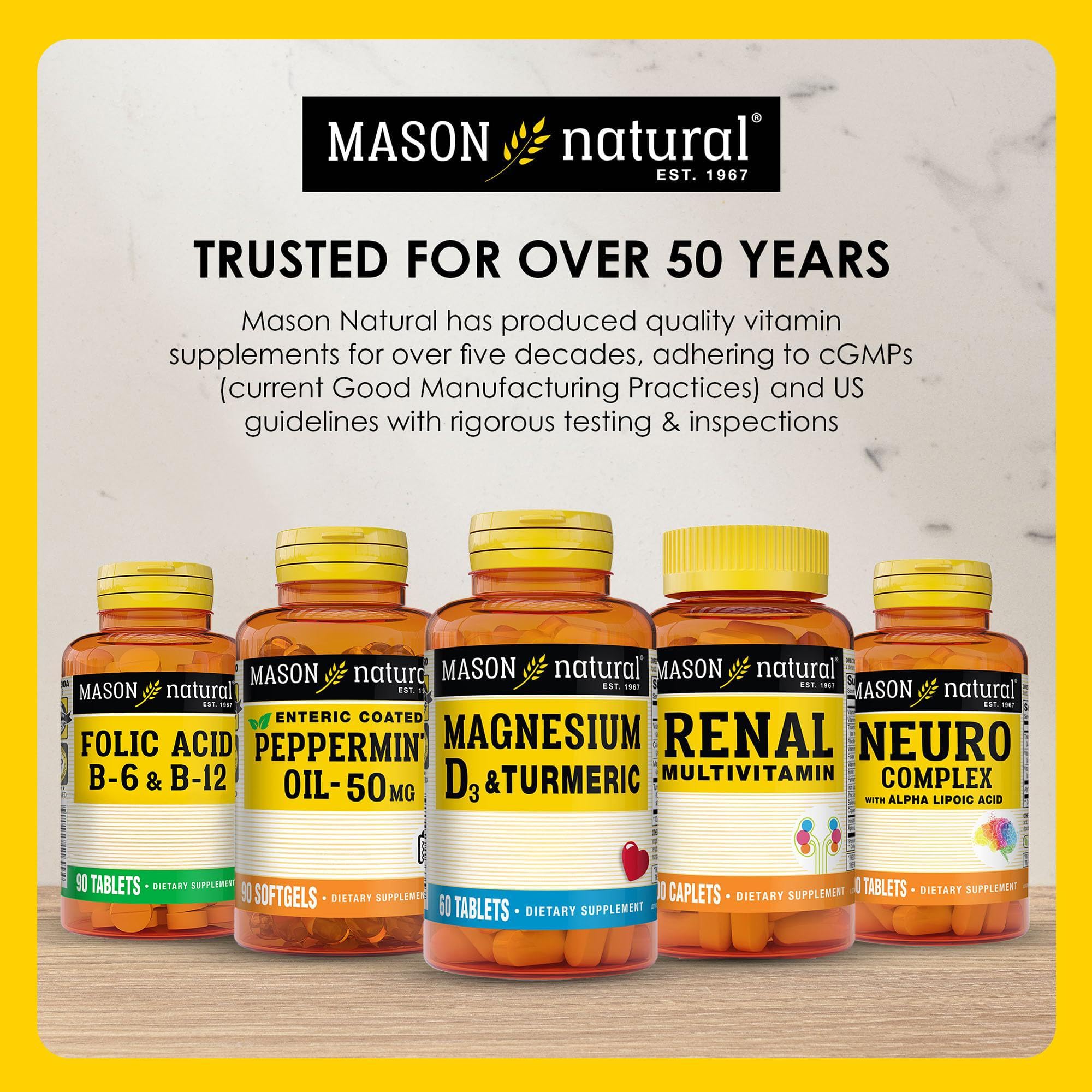 Enteric coated peppermint softgels 50 mg Mason Natural bottle