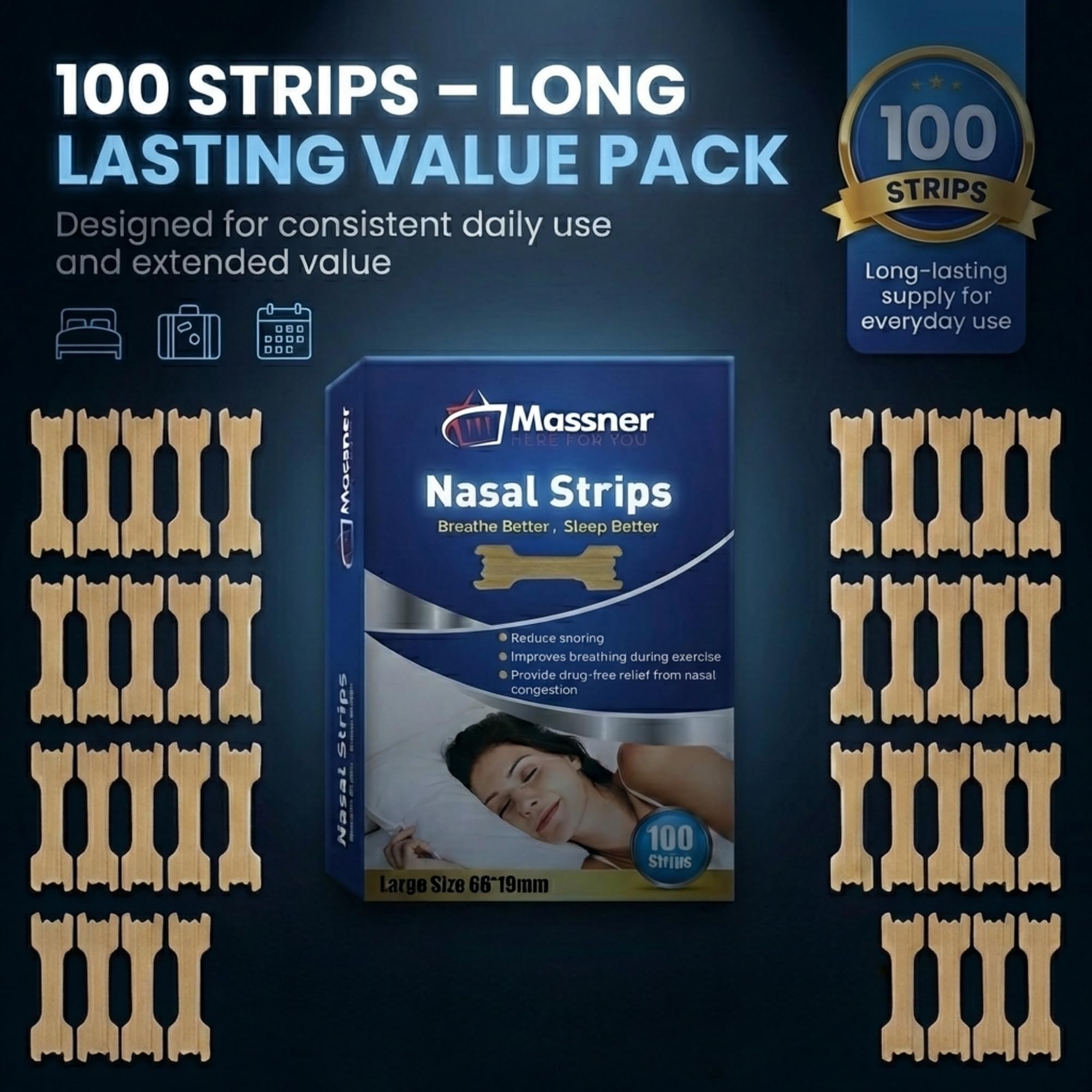 MASSNER nose strips for restful sleep packaging