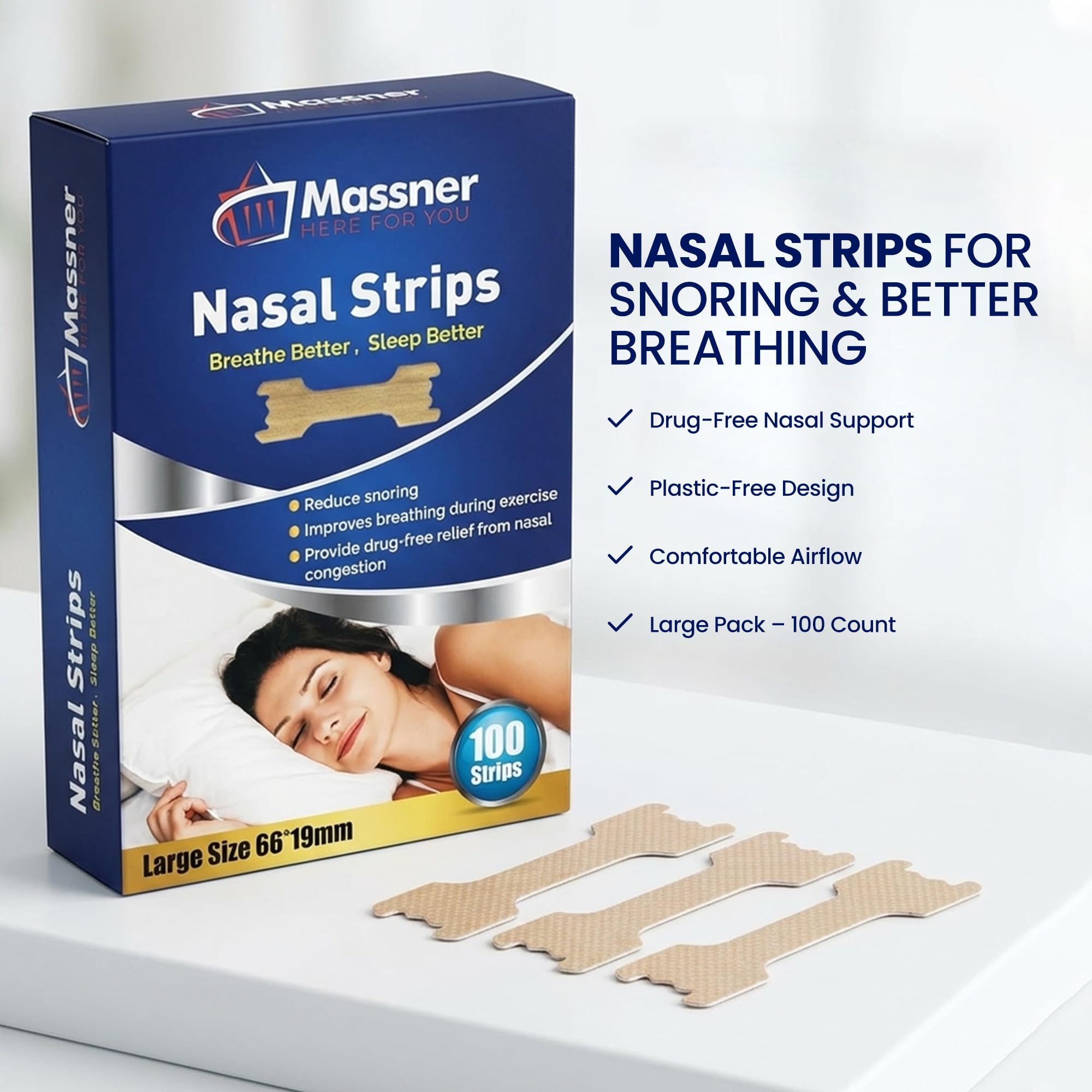MASSNER large fit nasal strips application image