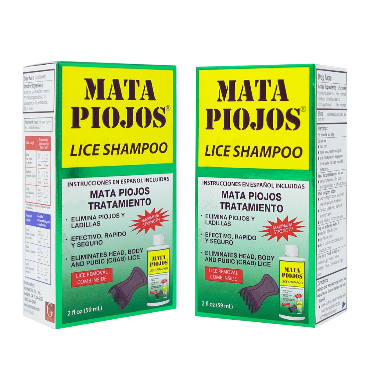 Mata Piojos Lice and Nit Treatment Shampoo bottle 2 FL Oz
