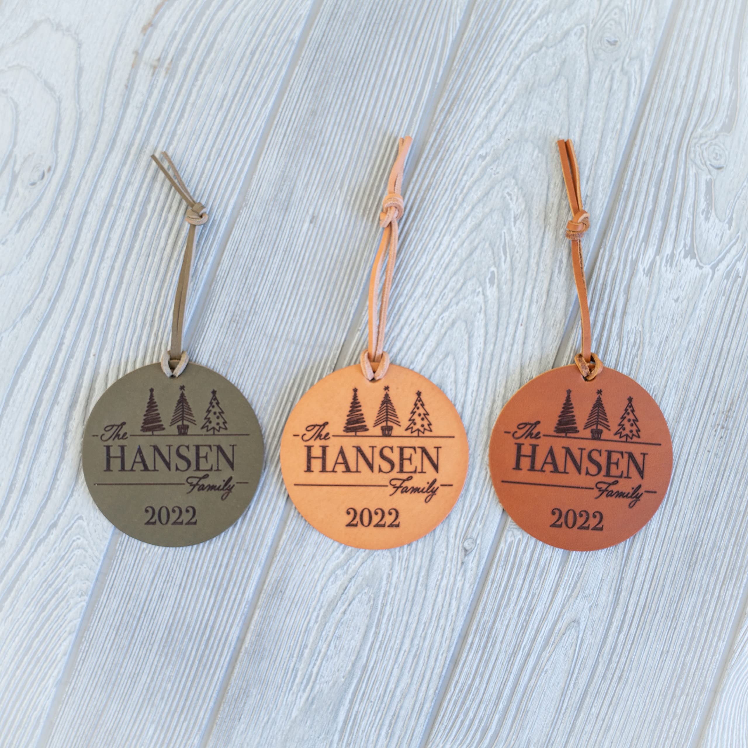 Handmade leather ornament with 24 hour turnaround alt text