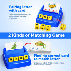 Matching Letter Game for Kids Toys Ages 3-8 blue with cards
