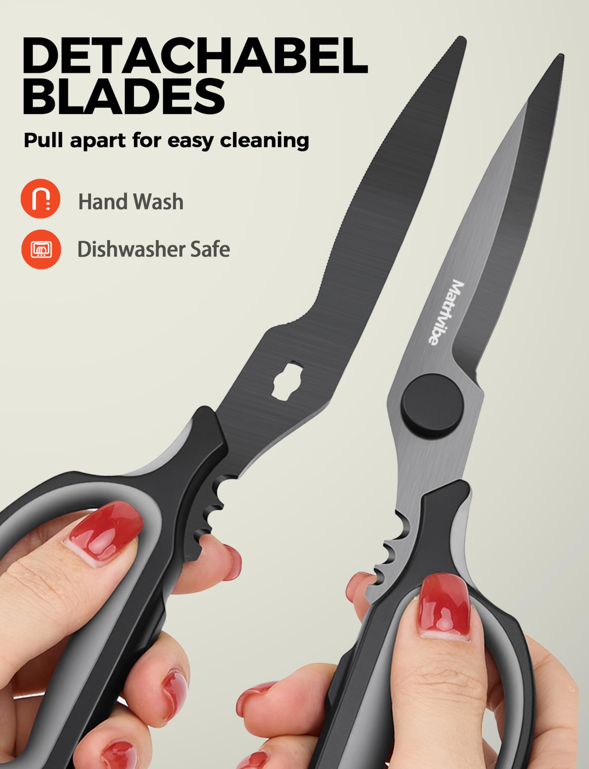 Dishwasher safe kitchen shears packaging and care