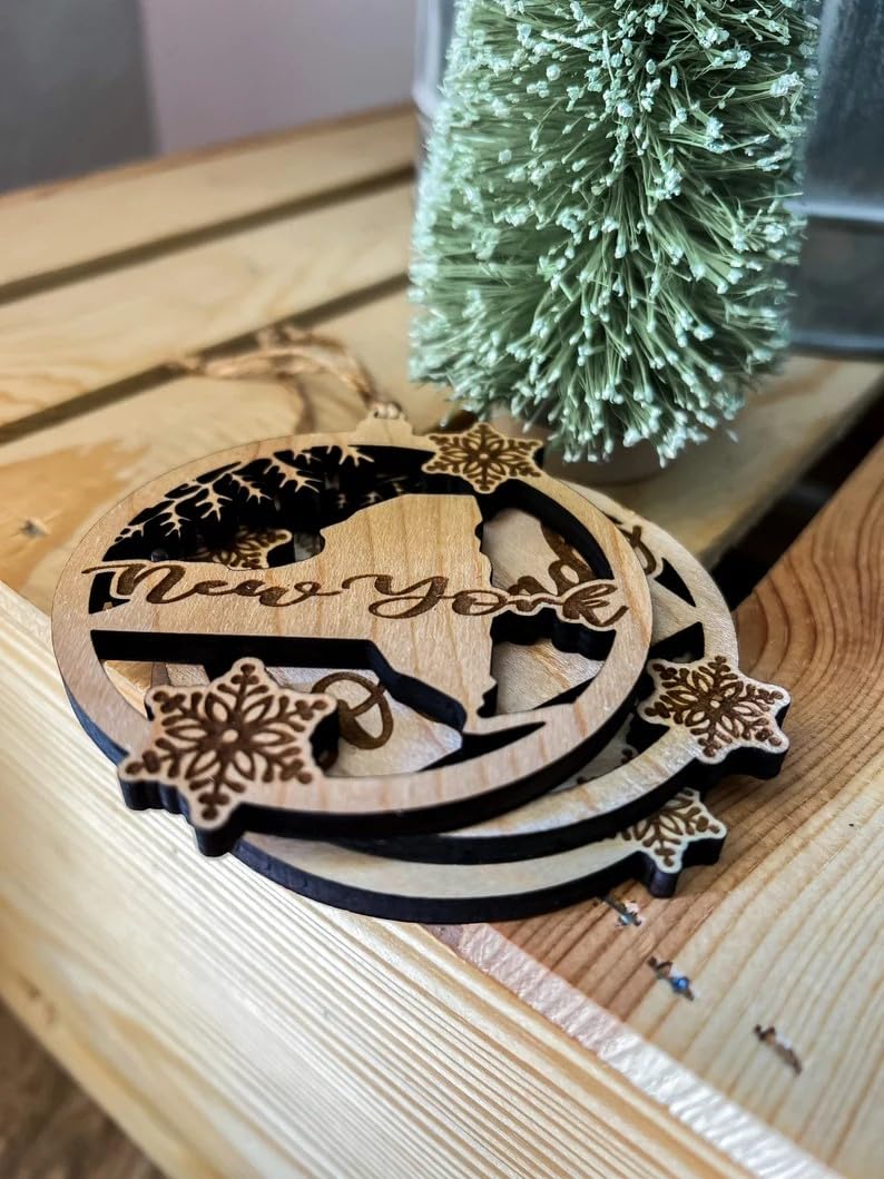 Hanging twine included for state shape ornament