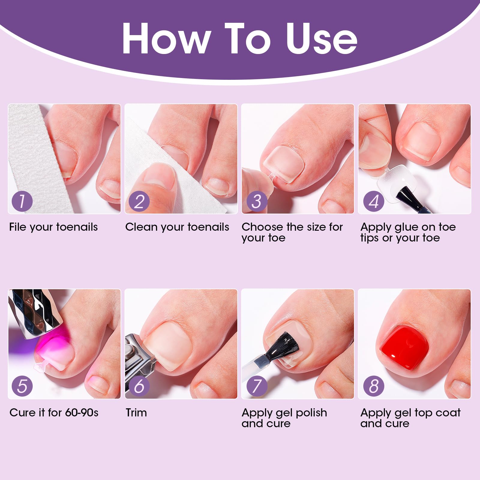 Gellen press on toenails for beginners and professionals