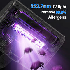 LED headlights on Mattress Vacuum Cleaner illuminating fabric