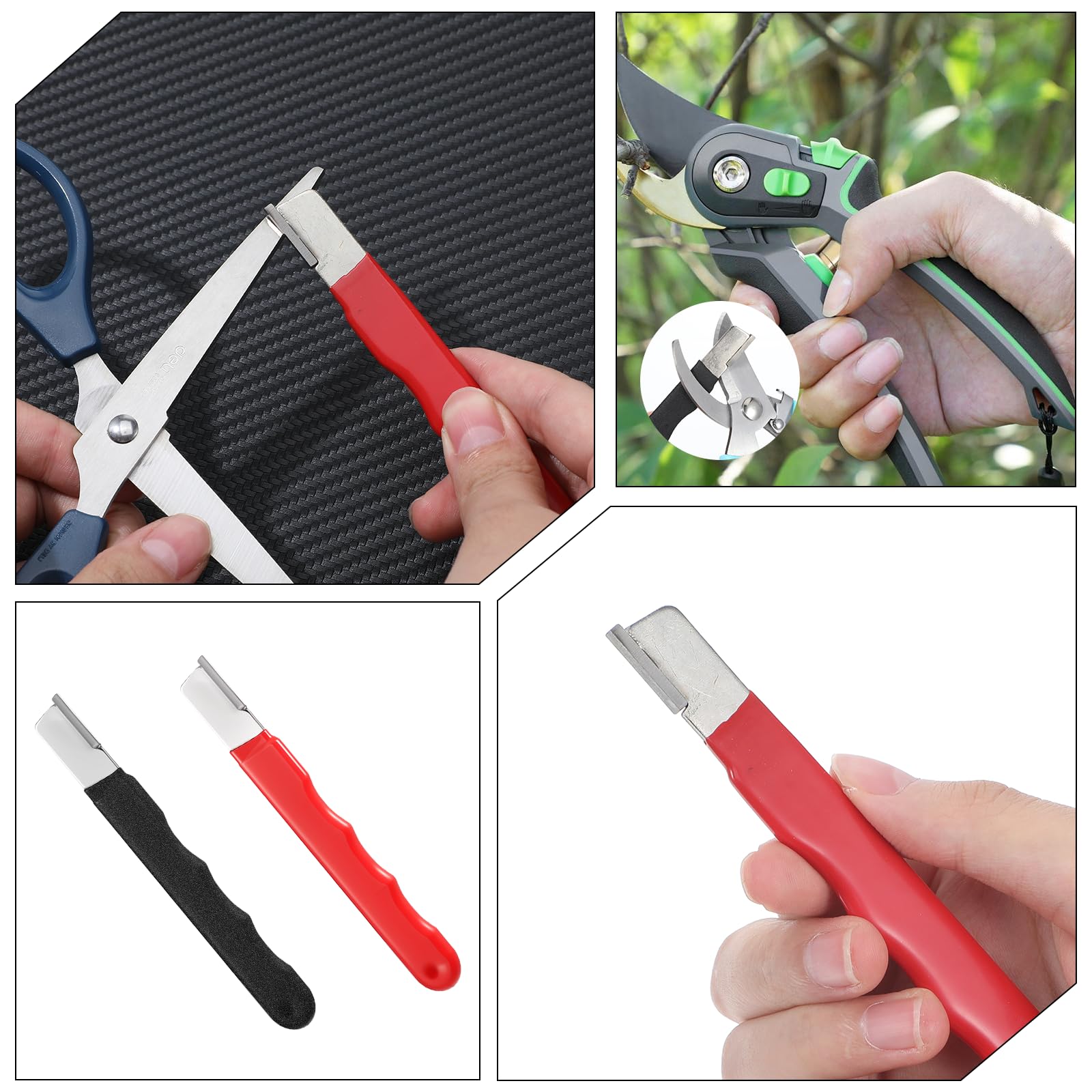 Ergonomic non-slip handle on Matwsec pruner sharpener