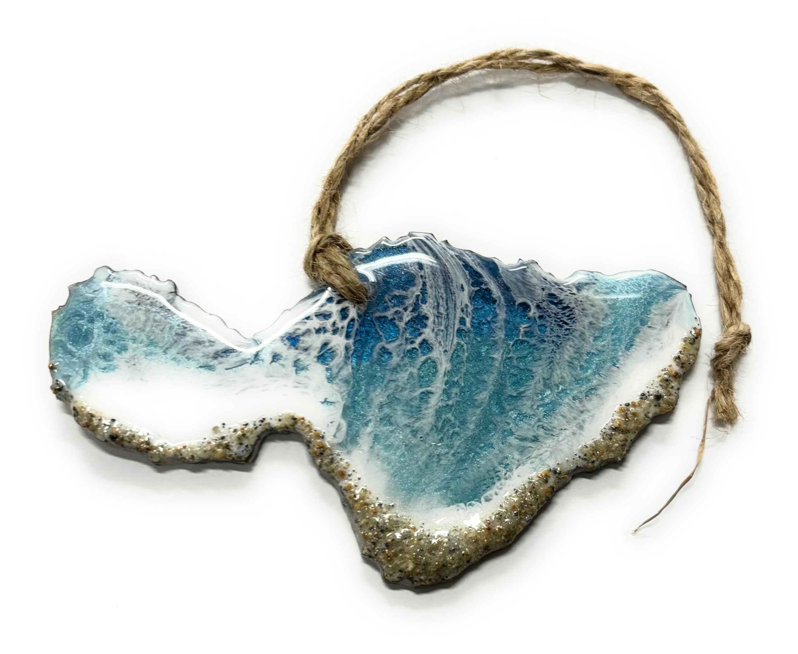 Maui Holiday Ornament resin art with real beach sand