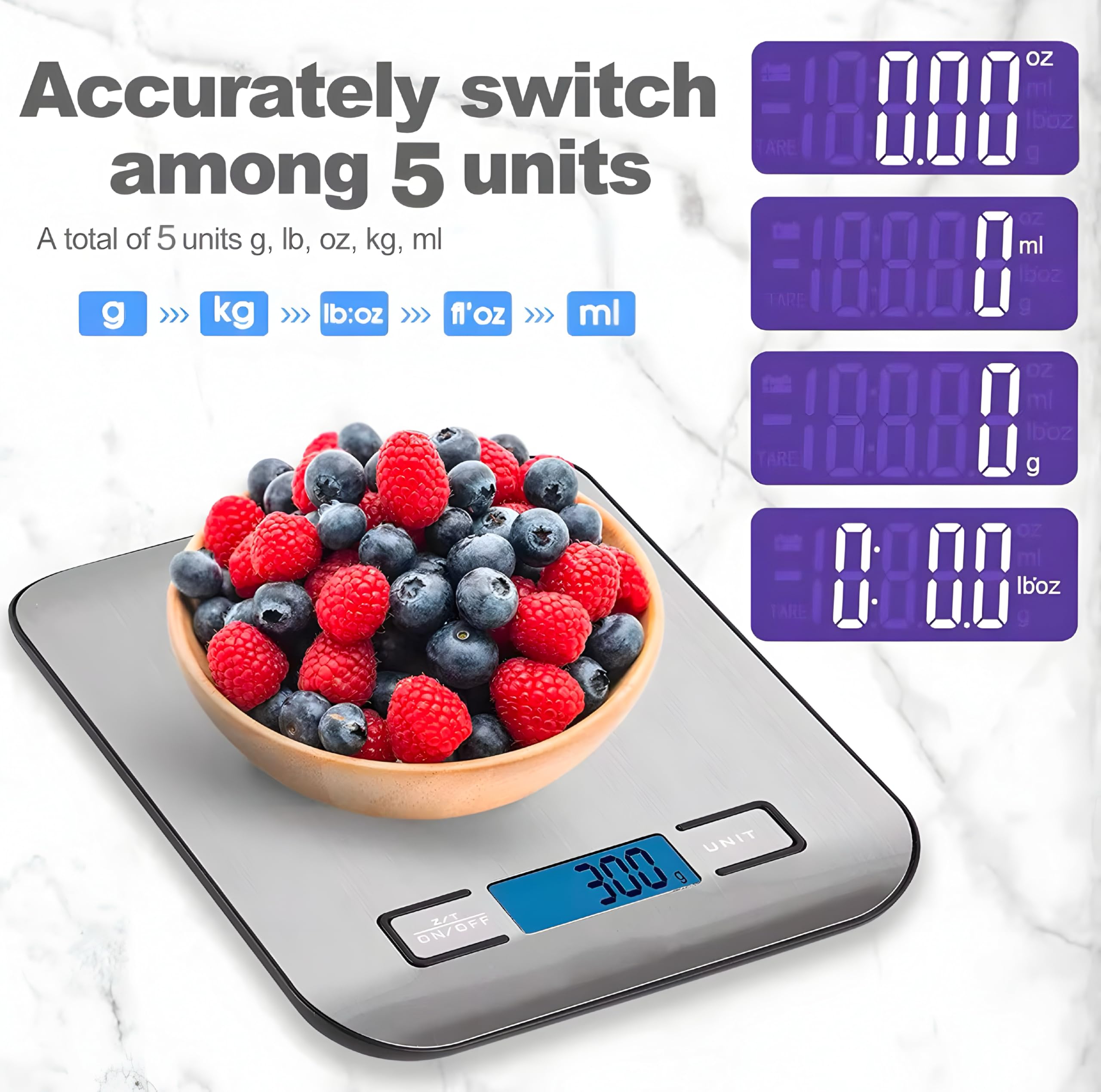 Maverick Digital Kitchen Scale tare function with 5 unit options