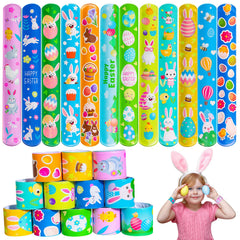 Max Fun 48pcs Easter Slap Bracelets set with 12 styles for kids party favors