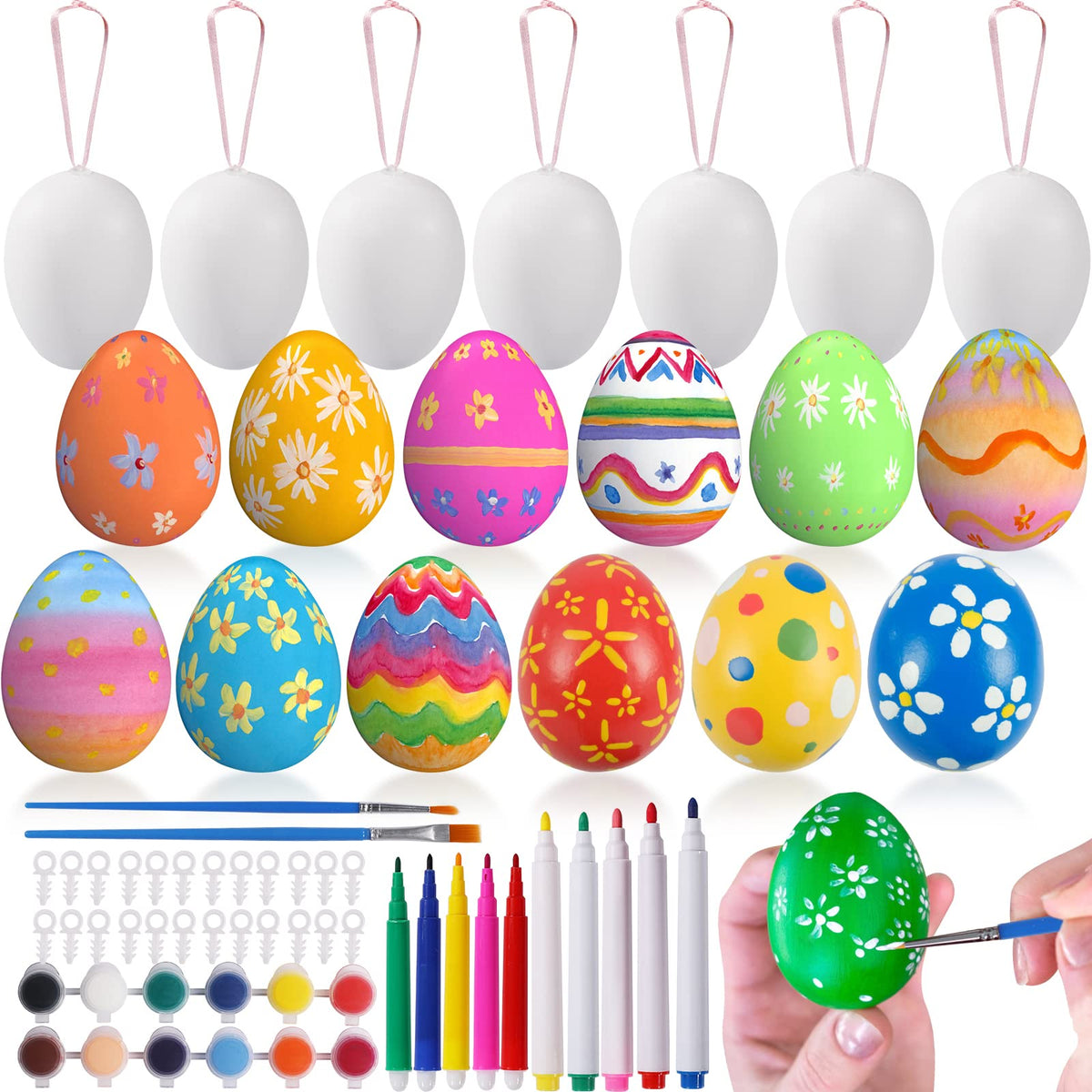 Max Fun 50 Pcs White Plastic Easter Eggs set