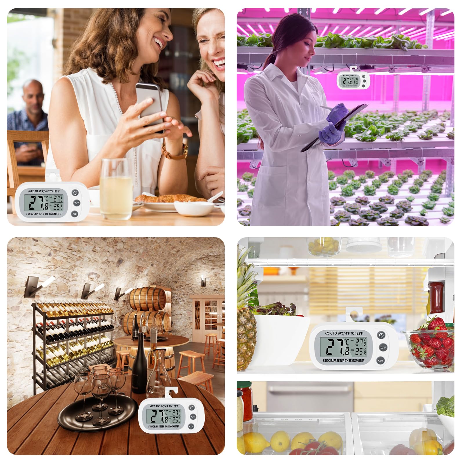 Two-pack refrigerator thermometer for separate monitoring