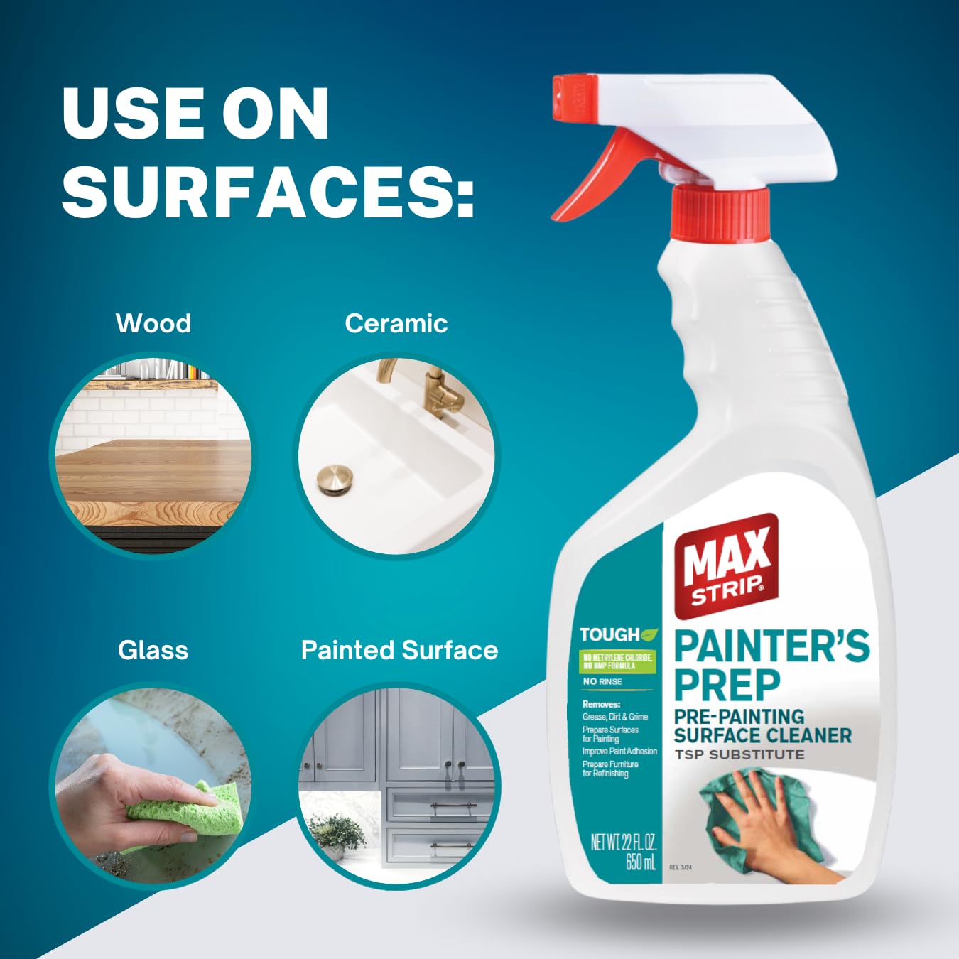 No-rinse formula paint prep cleaner for quick spray and wipe