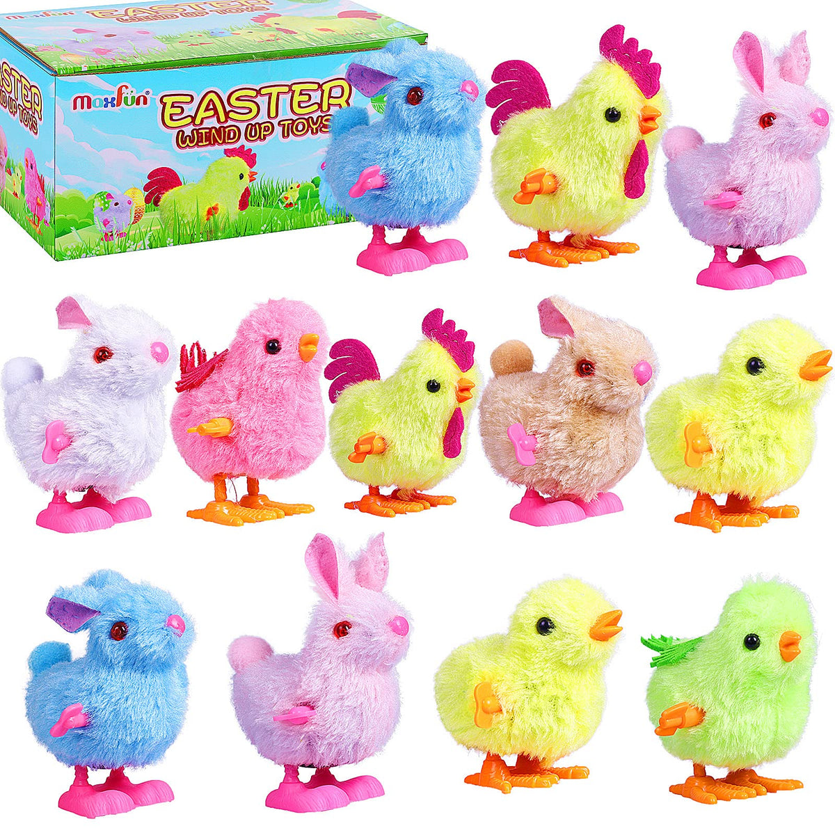 Max Fun Easter Wind Up Toy chick design 12Pcs