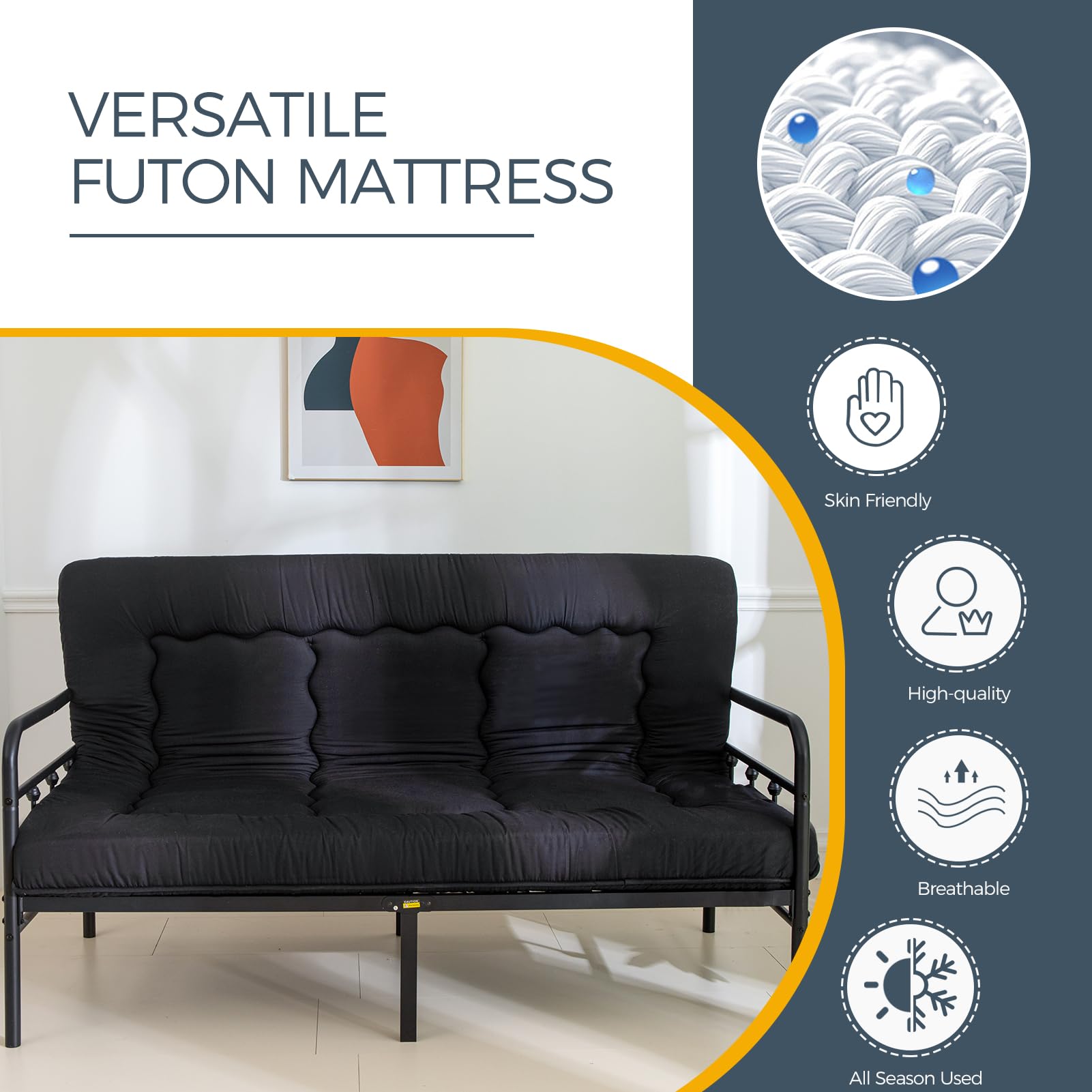 MAXYOYO Japanese floor mattress queen folding futon in living room
