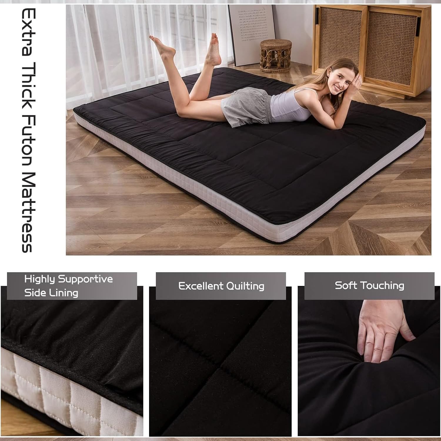 MAXYOYO Futon Mattress square quilting with foam layers