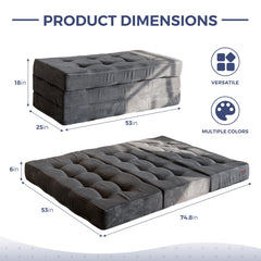 MAXYOYO Tri-Fold Mattress 53x75 footprint in dark grey
