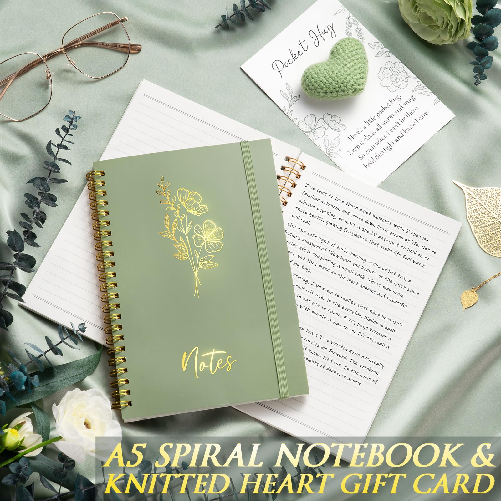A5 spiral notebook included in care package