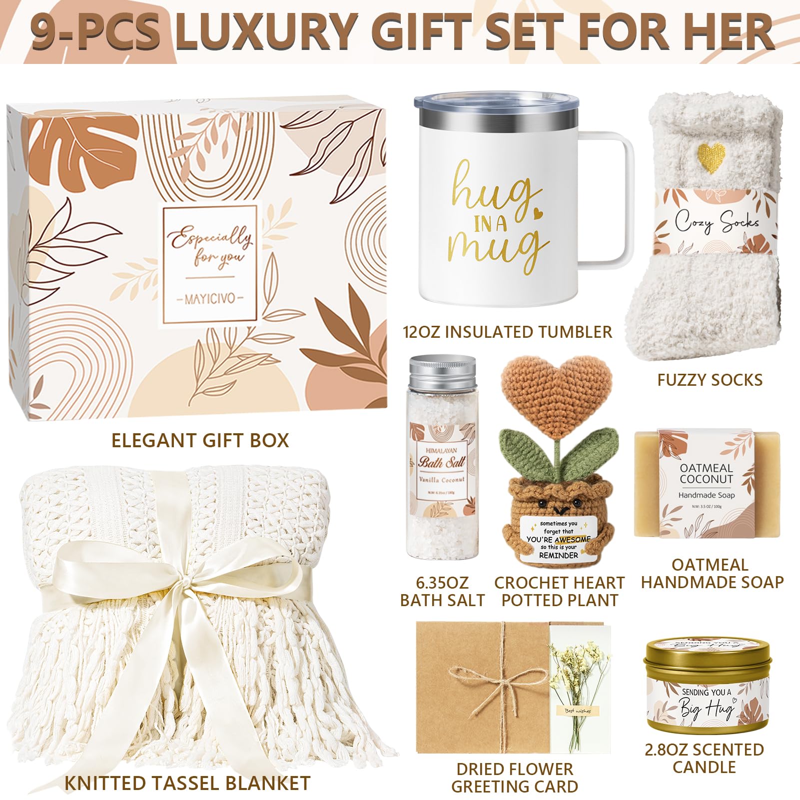 MAYICIVO care package for women blanket and tumbler within gift set