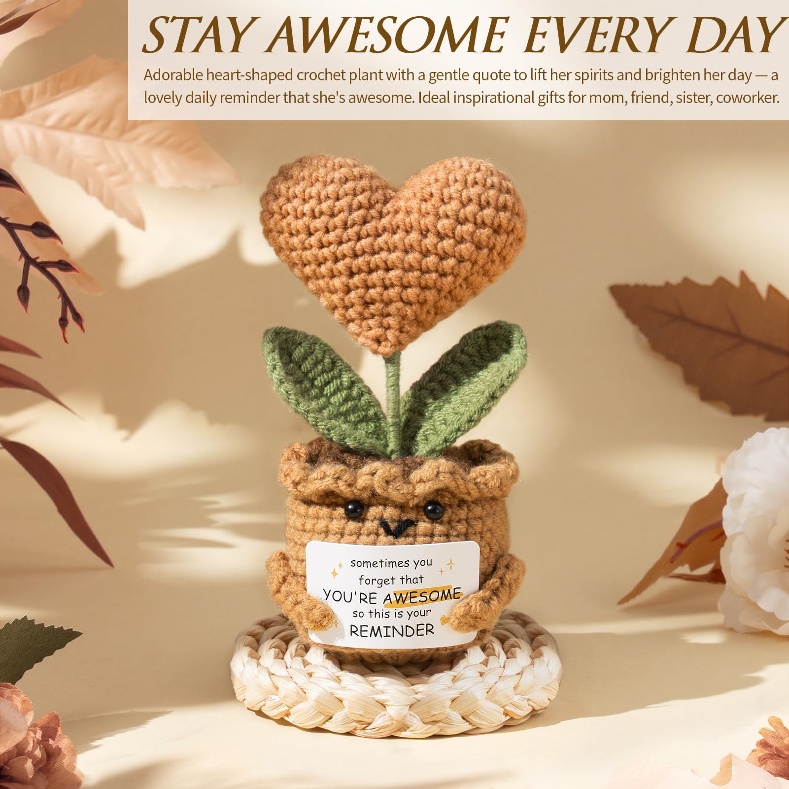 MAYICIVO crochet hearts potted plant in care package