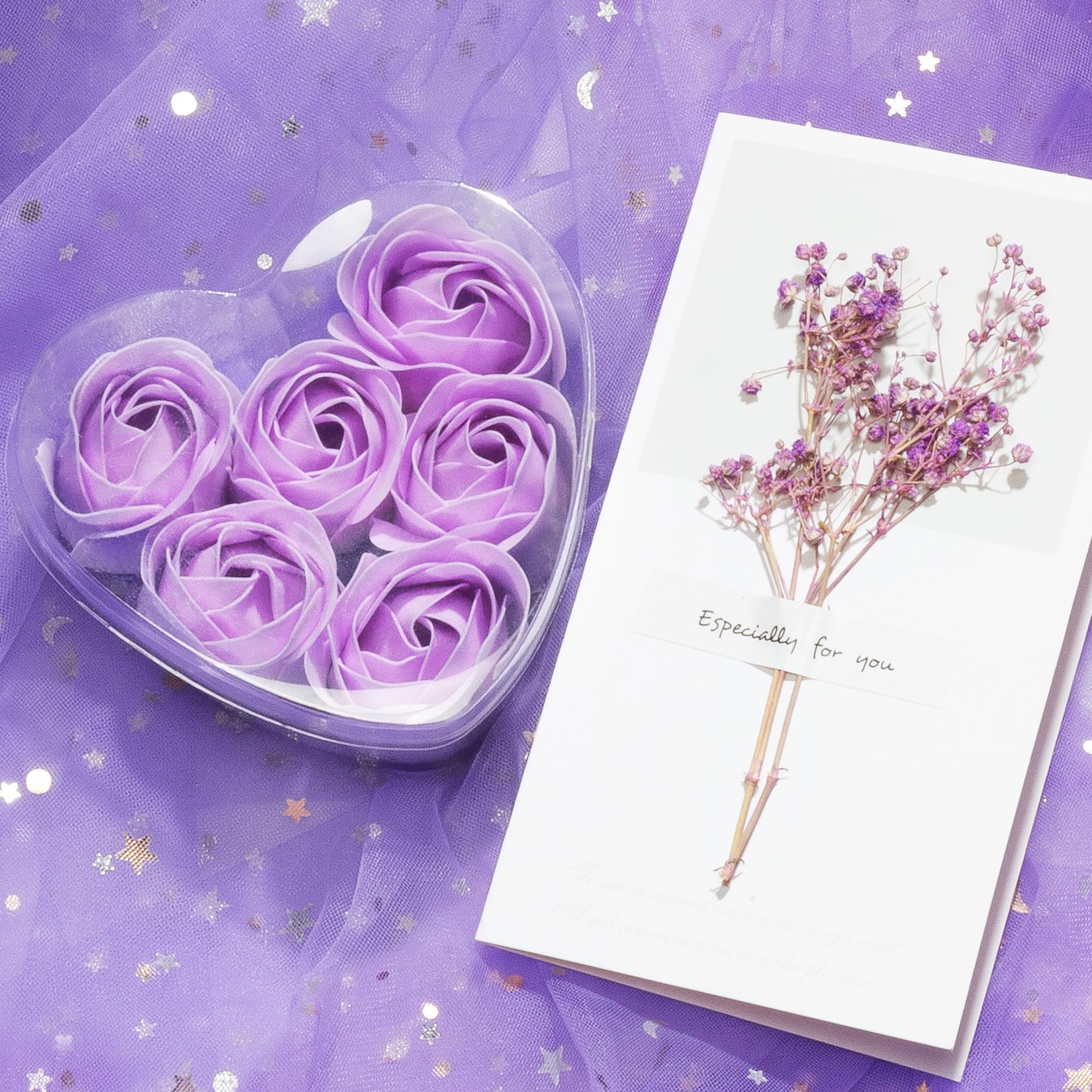 Dried flower gift card and elegant gift box in set
