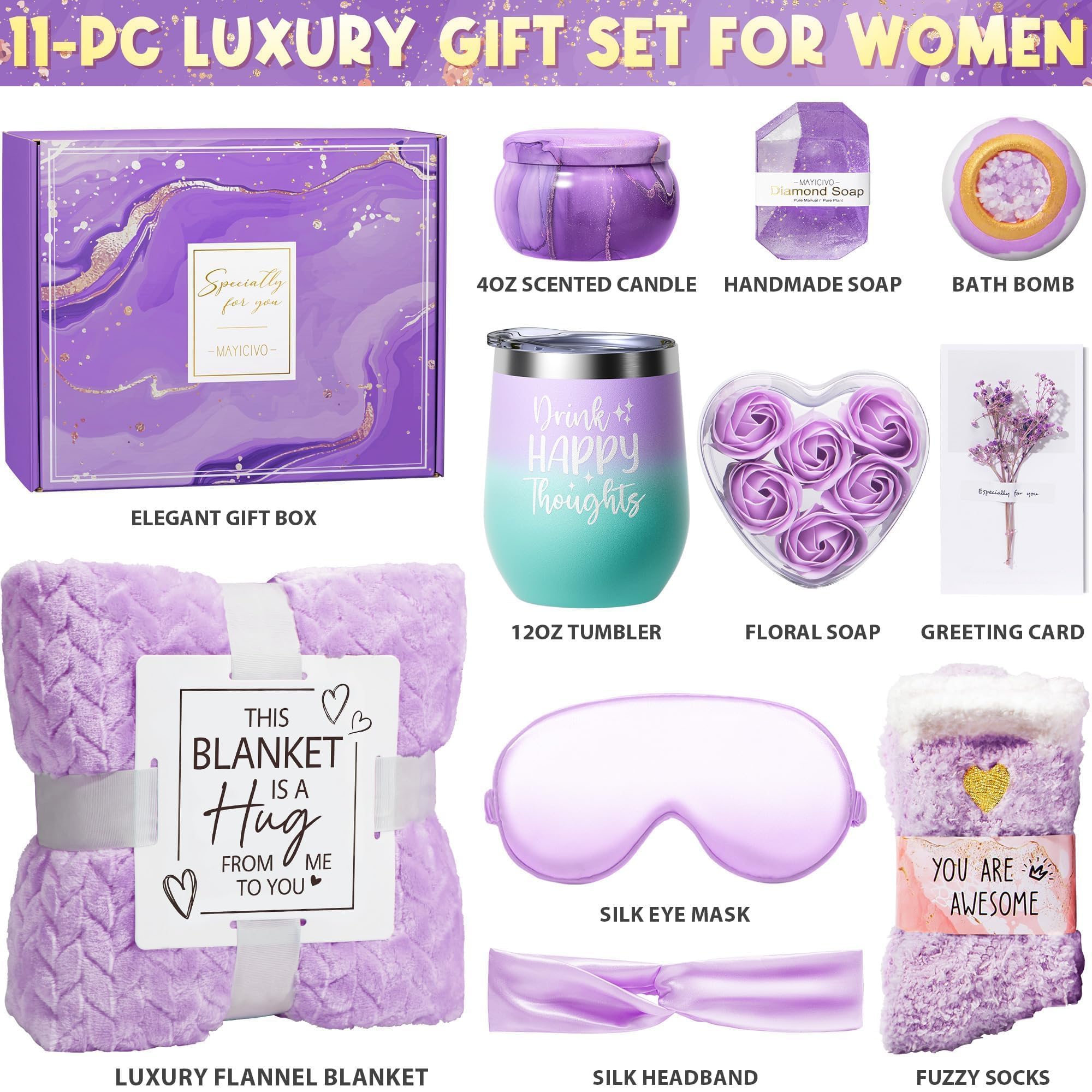 Lavender scented candle 4oz included in spa gift set