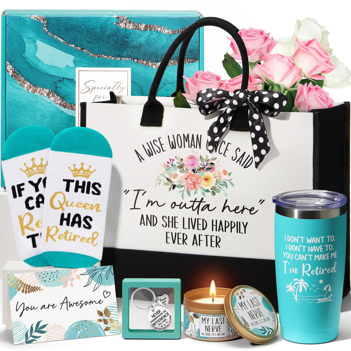 MAYICIVO canvas tote bag in retirement gifts for women 2026 set