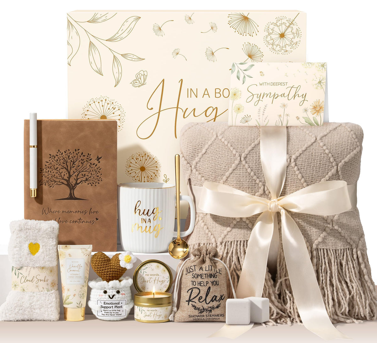 Mayicivo sympathy gift baskets 12pc set with comforting items