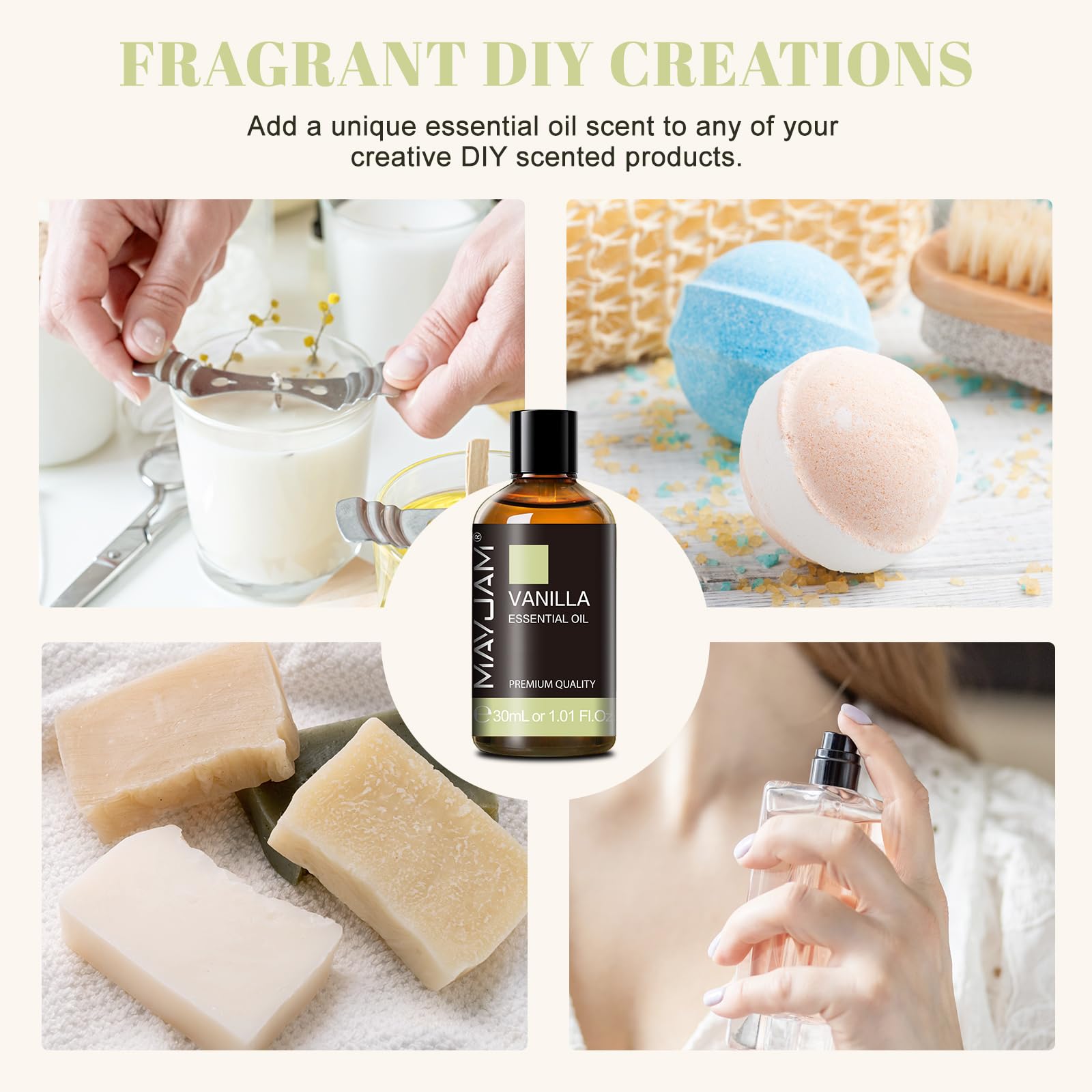 MAYJAM vanilla essential oil premium packaging
