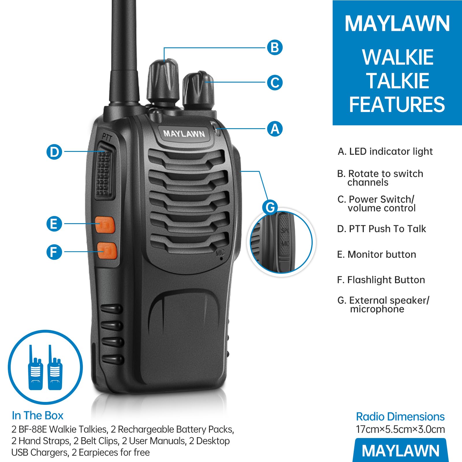 Pair of BF-88A walkie talkies for adults