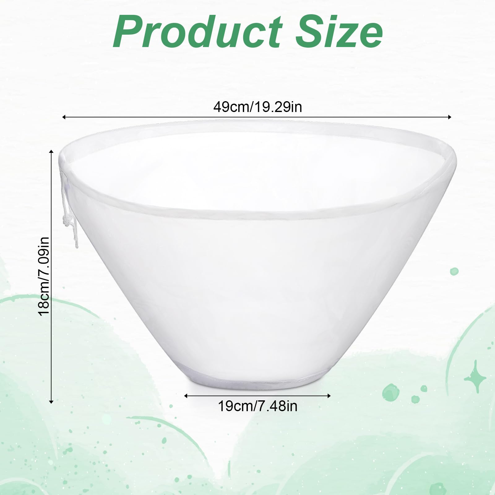 Bowl-shaped nylon mesh strainer bag 49 cm top extended