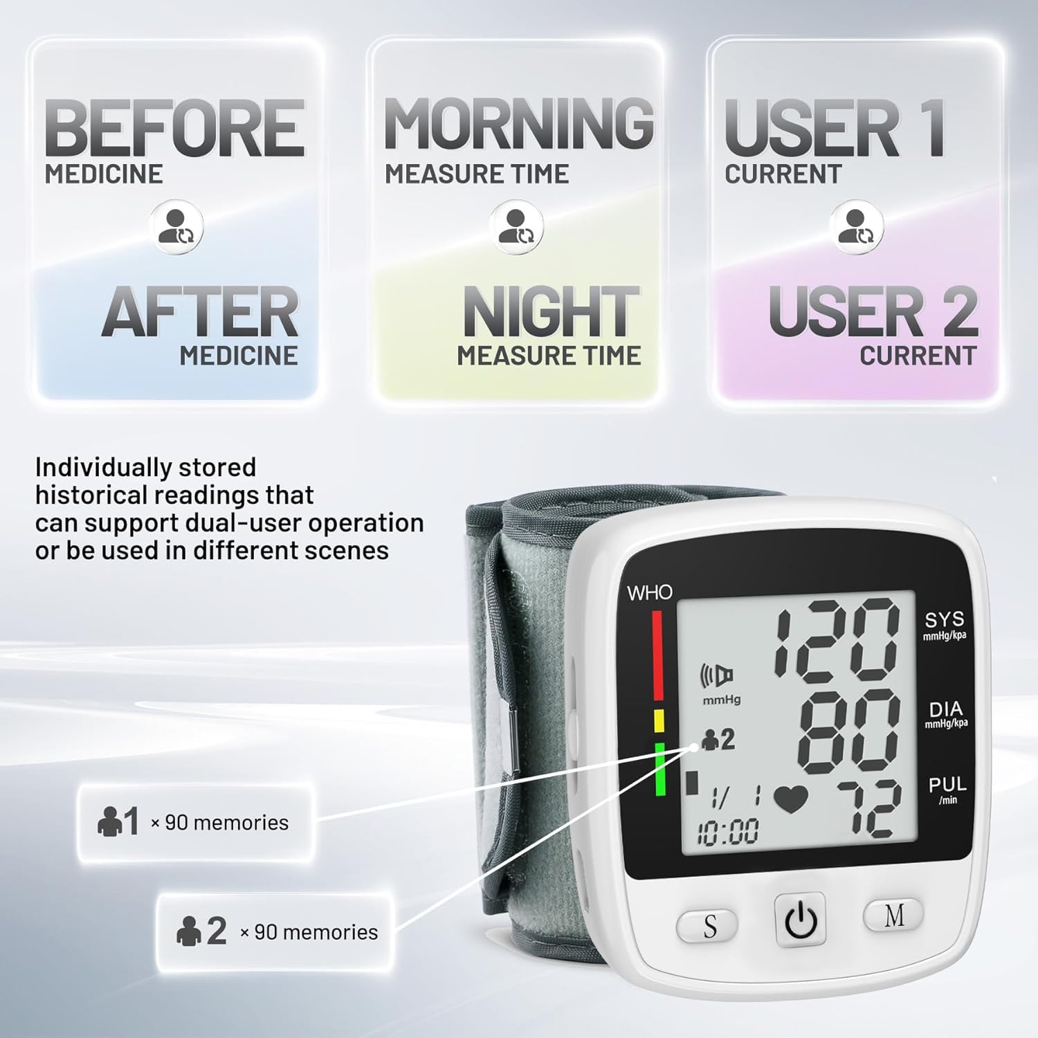 Voice readouts available on MBUPAI wrist blood pressure monitor