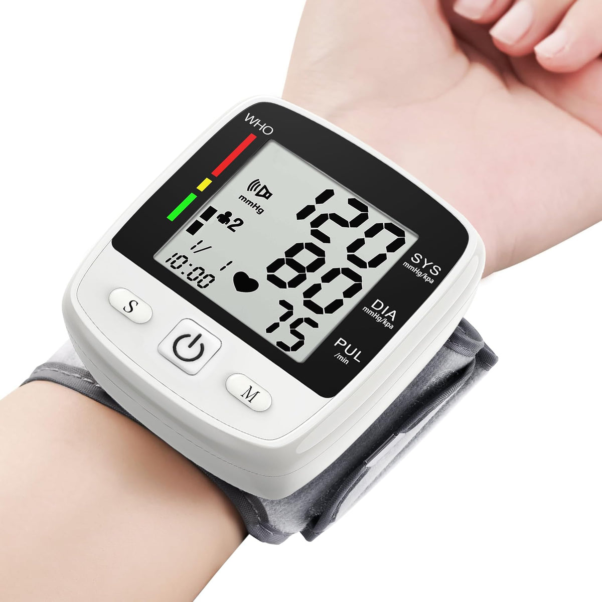 MBUPAI wrist blood pressure monitor with large LCD display