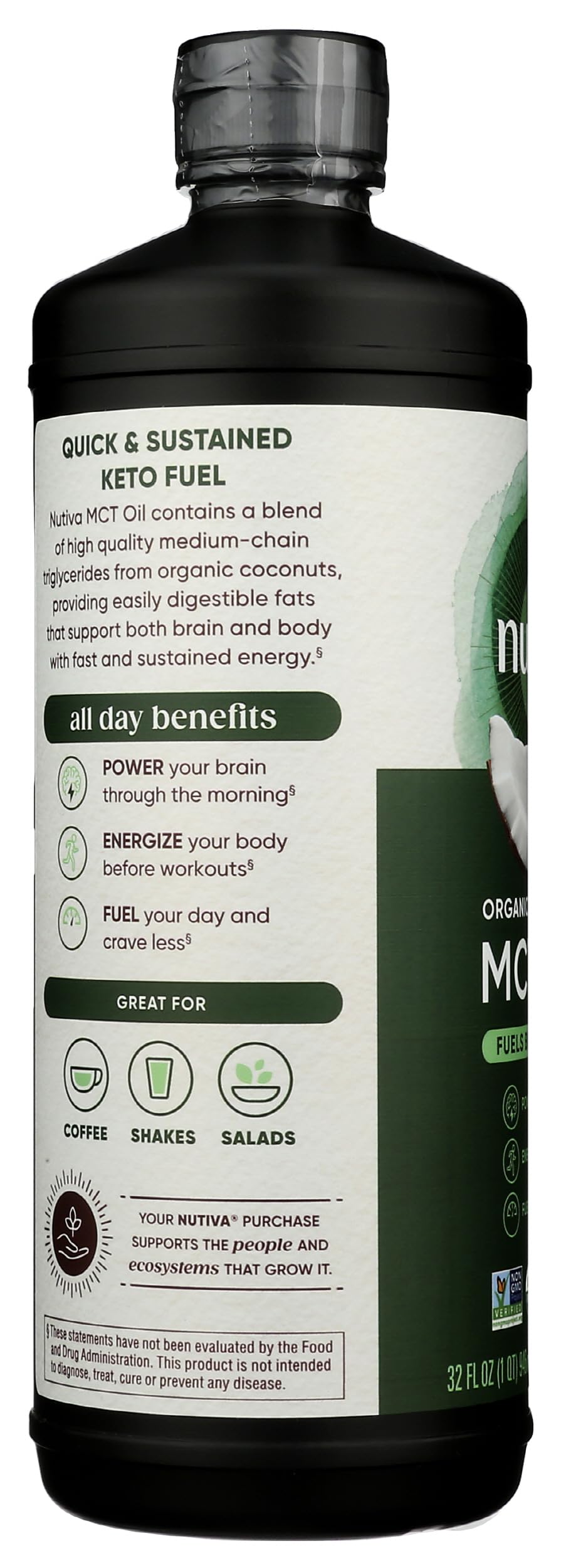Whole30 vegan gluten free keto MCT Oil label